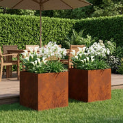 Vaso da giardino 2 pz Ruggine 50 x 50 x 49 cm Acciaio Corten 8005805