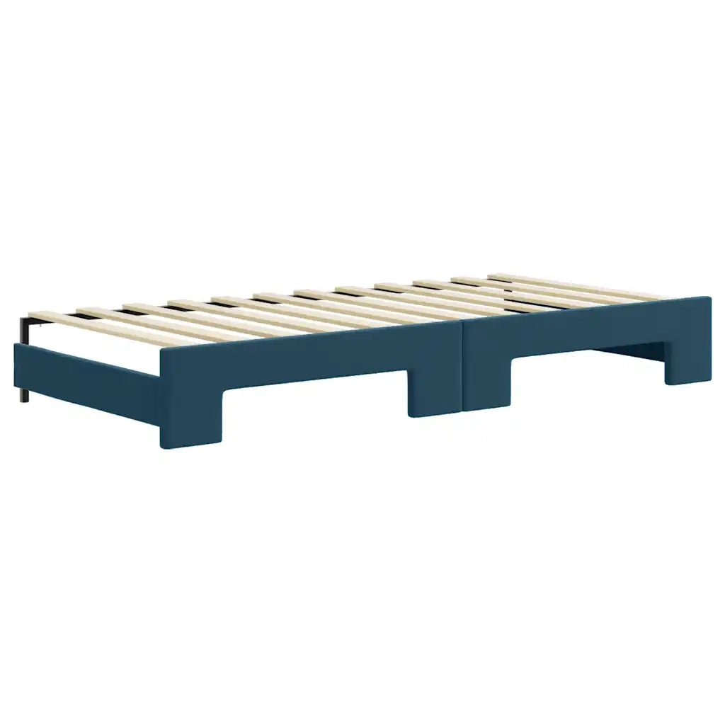 Divano Letto Estraibile con Cassetti Blu 90x200 cm in Velluto 3197000