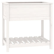 Fioriera | Cassetta per fiori | Vaso con Mensola Bianca 82,5x54x81cm in Legno Massello Pino