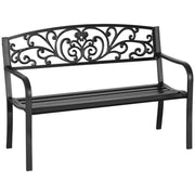 PANCHINA DA GIARDINO CON SCHIENALE DECORATO 127 X 60 X 87 CM METALLO NERO