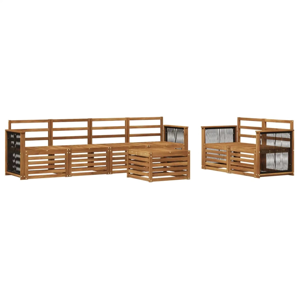 Set di divani da esterno 7 pz Naturale Legno di Acacia Massello 3384050