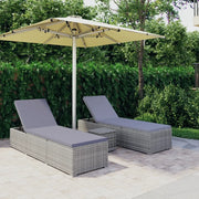 Lettini Prendisole con Tavolino 3 pz in Polyrattan Grigio 3057665