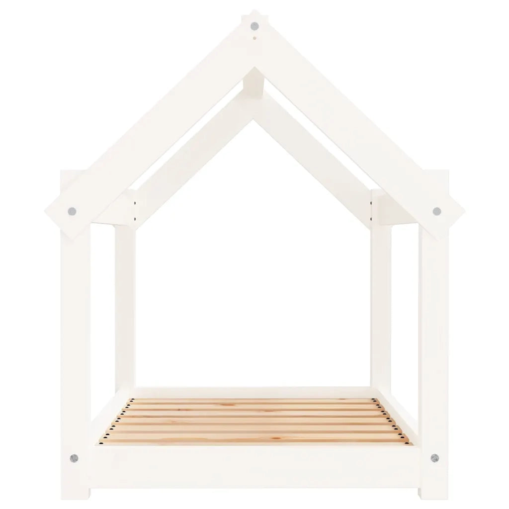 Cuccia per Cani Bianca 81x60x70 cm in Legno Massello di Pino