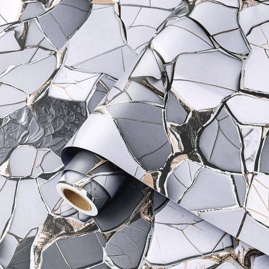 Folie da parete marmerizzata moderna, 40 cm x 7 m, autoadesiva, idrorepellente, per cucina, bagno e soggiorno.