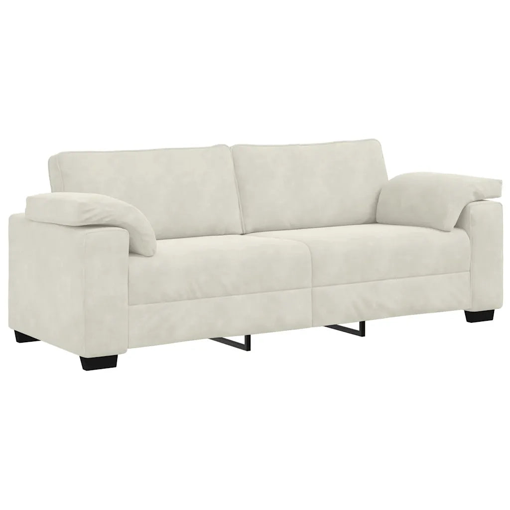 Divano a 3 Posti Crema 220x77x82 cm in Velluto 4105285
