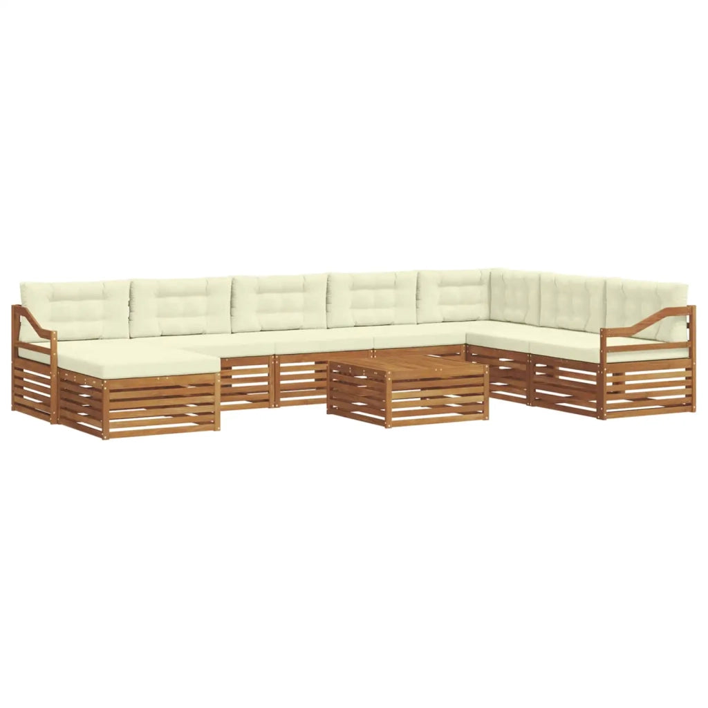 Set di divani da esterno con cuscino 9 pcs Naturale e Crema