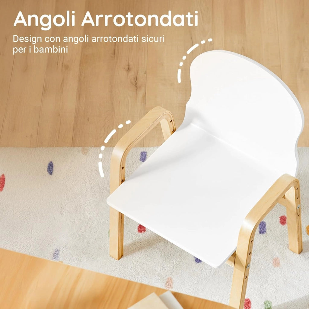 Set da 2 Sgabelli per Bambini con Braccioli e Schienale Altezza Sedile Regolabile, Design Moderno e Confortevole KMB24-WX2