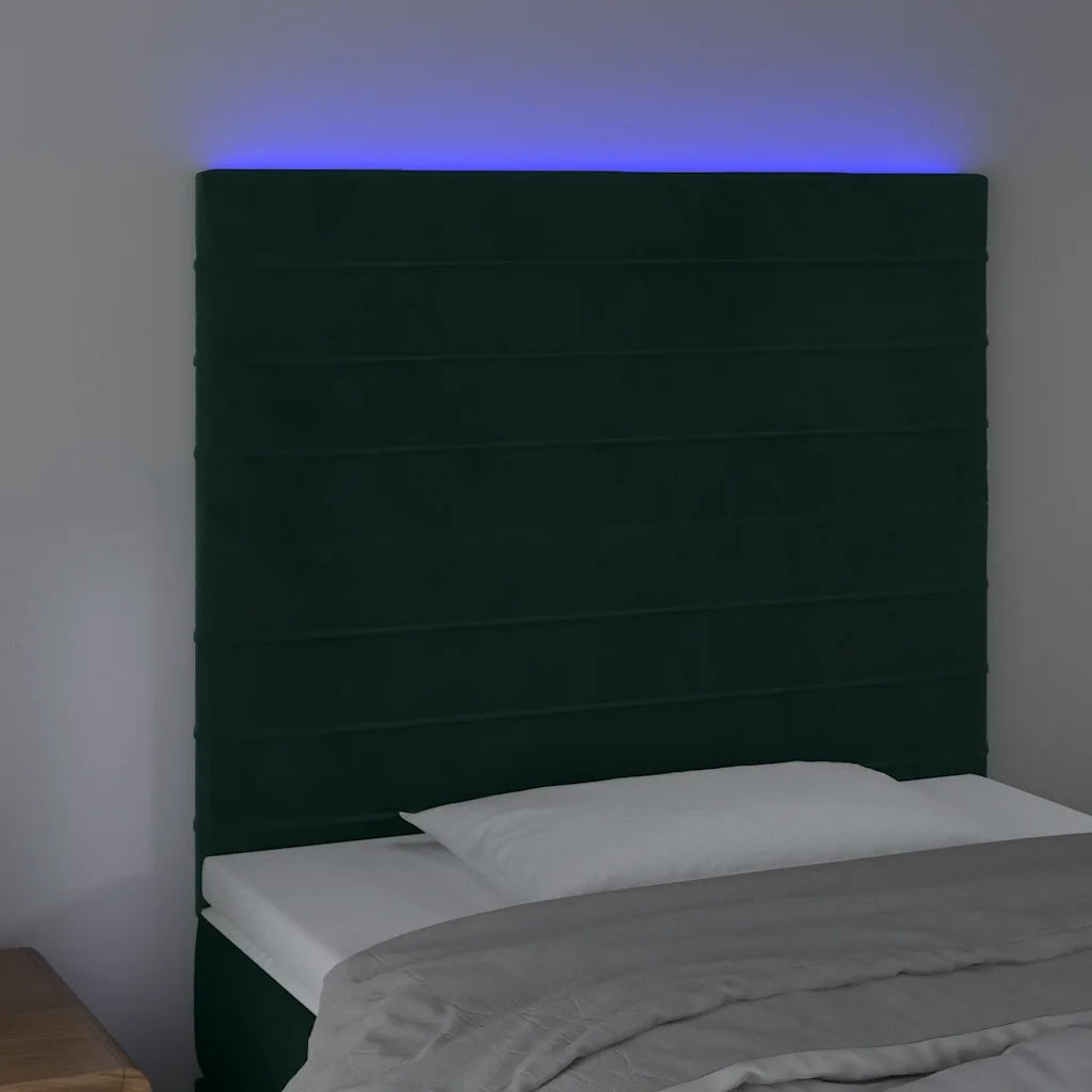 Testiera a LED Verde Scuro 90x5x118/128 cm in Velluto 3122603