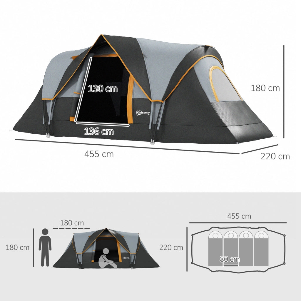 Tenda da campeggio 5-6 persone ¨C zephmum ¨C 455x220x180 cm grigio