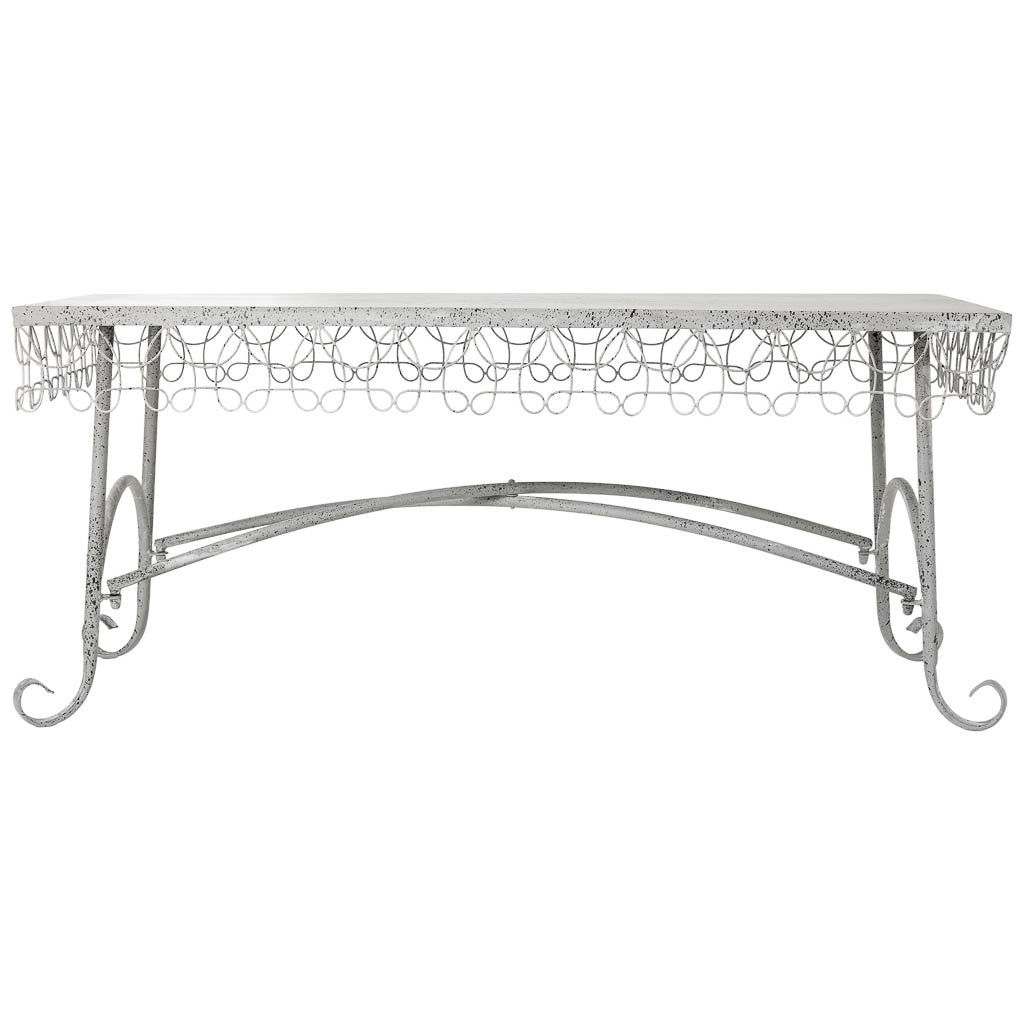 Tavolino in metallo 120,65x56,52x52,07h cm grigio