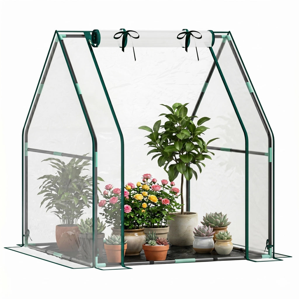 Serra da Giardino con Porta e Base Impermeabile ¨C Xylo ¨C Telaio Acciaio 90x90x105 cm Trasparente