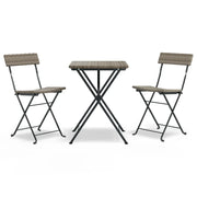 Set Pieghevole da Bistr¨° 3 pz | Set Salotto da Giardino Grigio in Polyrattan
