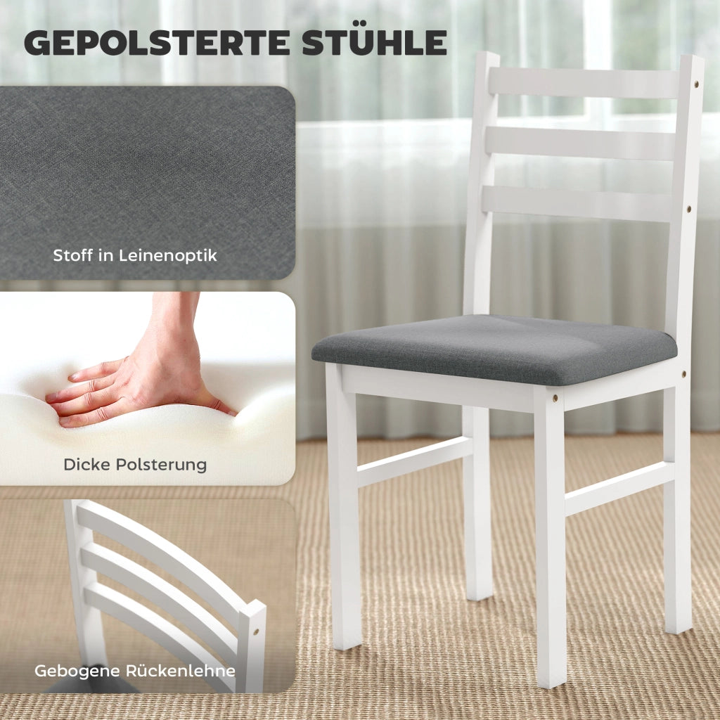 Tavolo da pranzo allungabile con set 2 sedie imbottite ¨C Minimal ¨C MDF bianco 90x90
