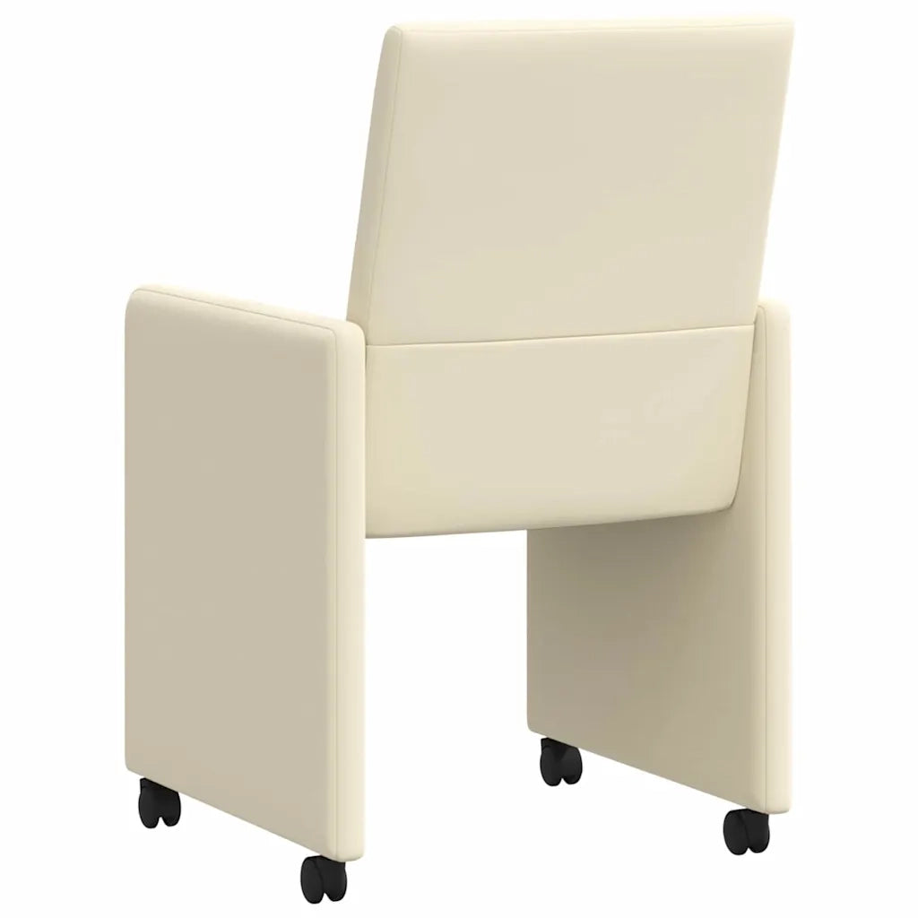Sedie da Pranzo con Ruote con ruote 2 pcs Crema 57 x 66 x 94 cm 42017817