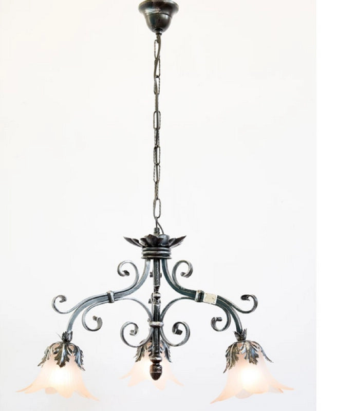 LAMPADARIO PARIS 3 LUCI IN FERRO BATTUTO CRUCCOLINI LANTERNE LAMPADE PLAFONIERE