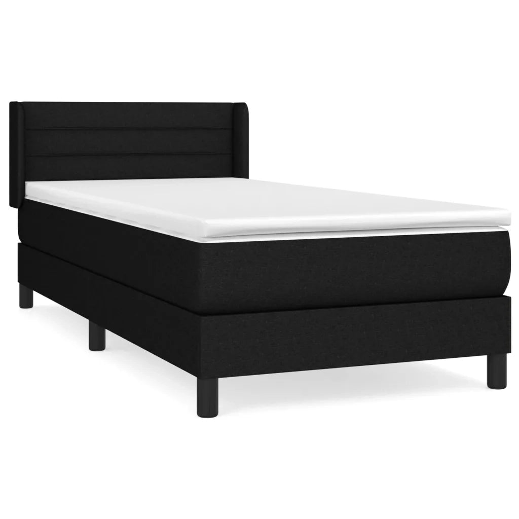 Giroletto a Molle con Materasso-Struttura Letto Nero 90x190 cm in Tessuto 169135