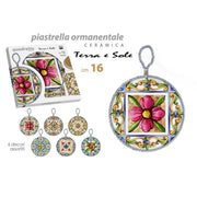 Trade Shop - Quadro Quadretto Piastrella In Ceramica Porcellana Tondo 16 Cm 6 Decori 828928 -