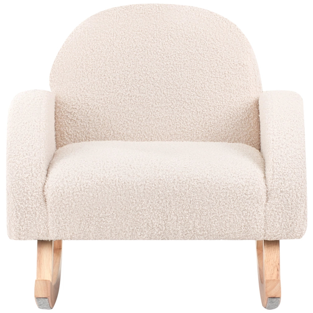Sedia a dondolo per bambini in legno beige chiaro cameretta