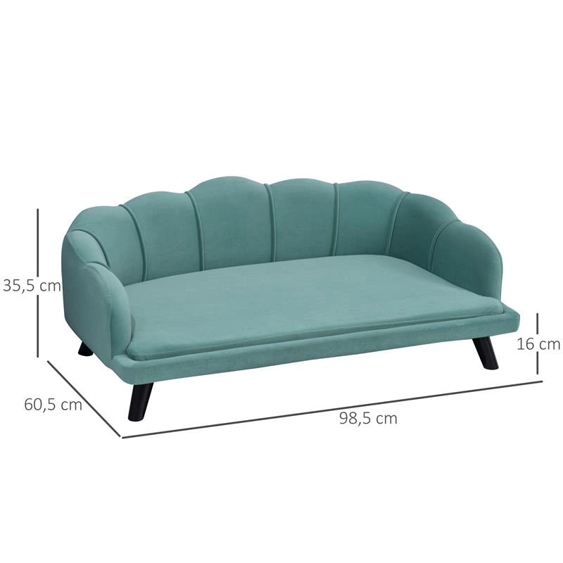 DIVANO PER ANIMALI DI TAGLIA MEDIO-GRANDE IN VELLUTO 98,5X60,5X35,5 CM VERDE