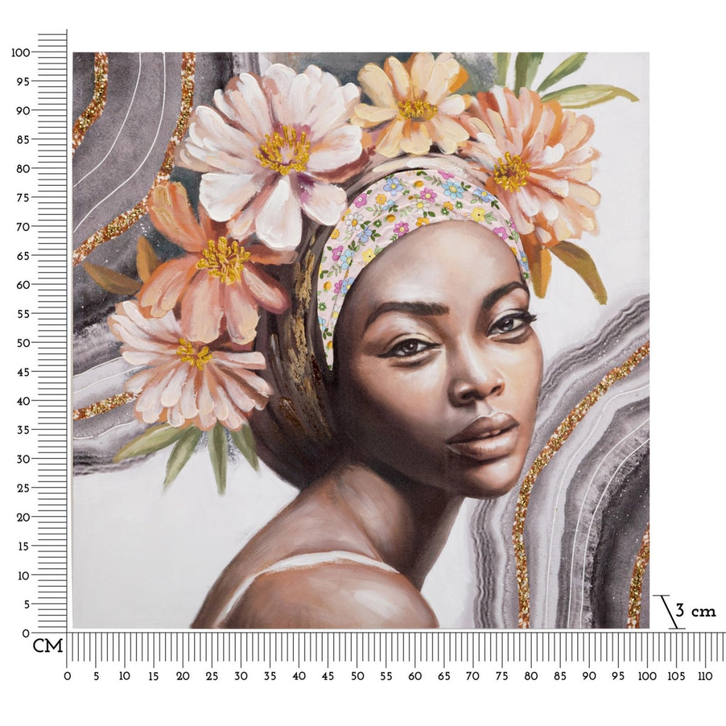 Stampa su Tela Africa 15, Multicolore, Legno, 100x3x100 cm
