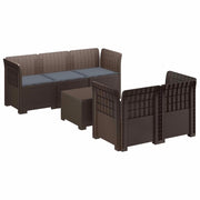 Divano da Giardino 5 Posti con Cuscini Stile Rattan PP Marrone 3443897
