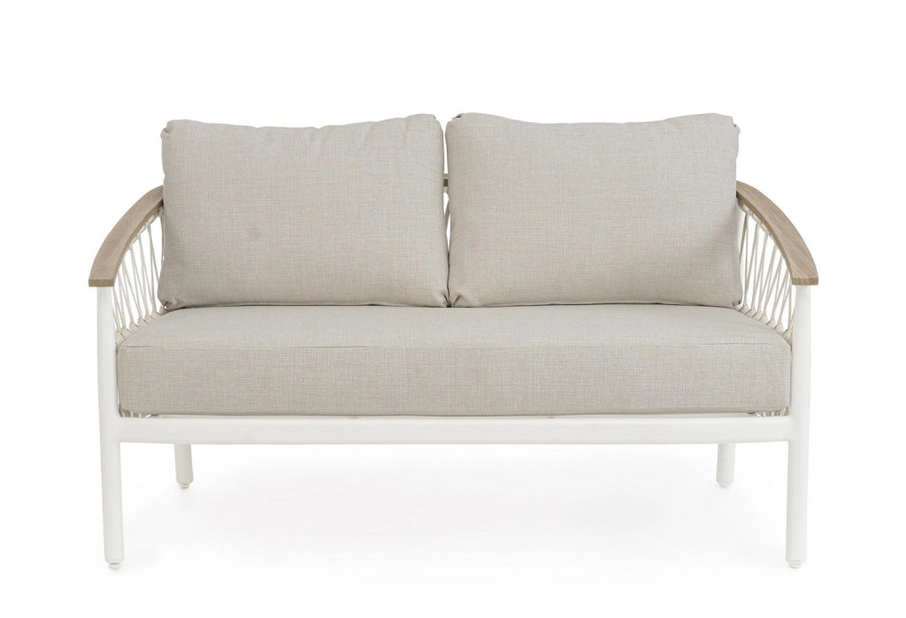 Divano da Giardino 2 Posti con Cuscini 140x75x85h cm in Alluminio e PP Fenix Vapor