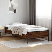 Giroletto-Struttura Letto Rovere Marrone 90x200 cm Legno Multistrato e Metallo 485854