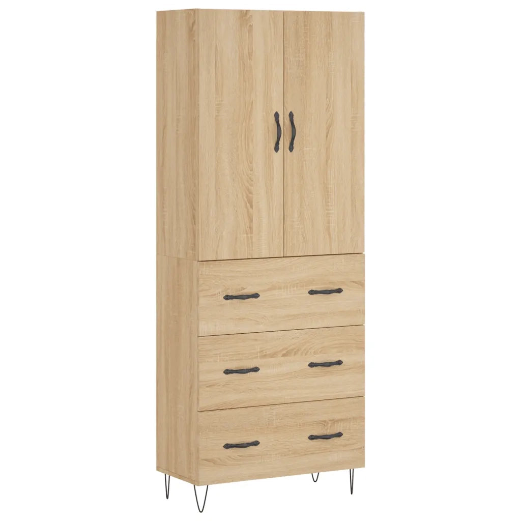 Credenza-Buffet-Armadio da cucina Rovere Sonoma 69,5x34x180 cm in Legno Multistrato 281637
