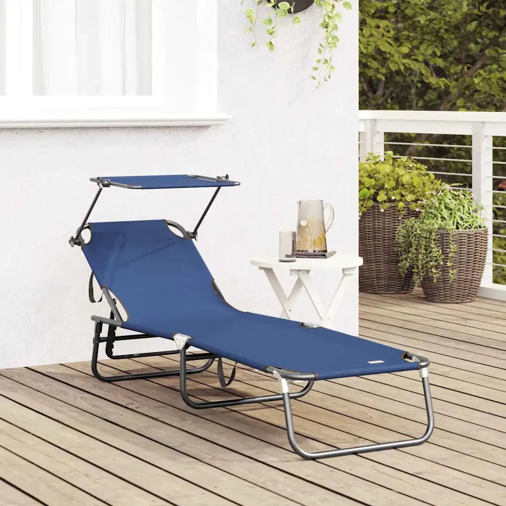 Lettino Prendisole | Sdraio da giardino | Lettino da sole pieghevole Blu 190 x 57 x 81 cm Oxford