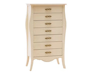 Cassettiera 7 cassetti in legno shabby avorio l.80 x p.47 h.138 - Mobili 2G