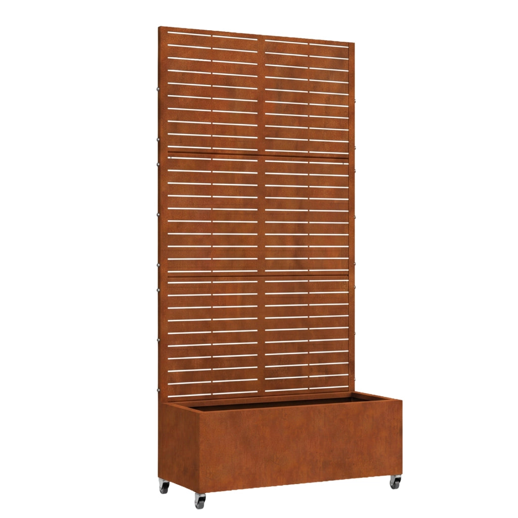 Fioriera con Spalliera Nodepp in Acciaio Corten 190 x 82 x 38 cm - Marrone Ossidato casa.pro