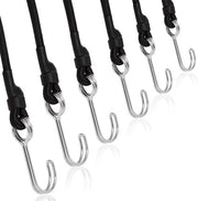 Fasciature per bagagli con ganci, 6 pezzi, espander ganci, 90 cm, portabagagli, fasciature per bagagli con ganci, 8 mm, portabagagli con robusto gancio, per bicicletta, nero