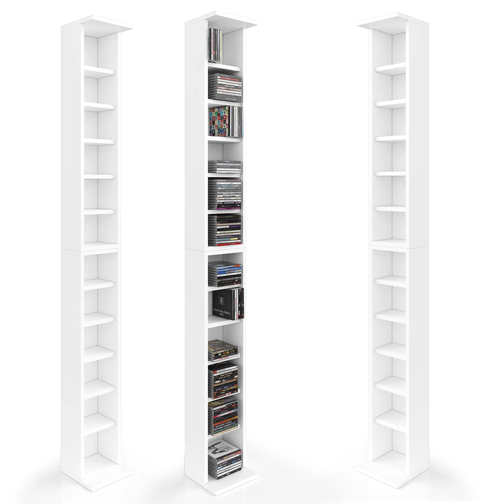 Vicco Scaffale per CD Bianco 21 x 91.8 cm Set grande da 2