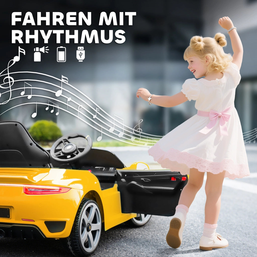 Auto elettrica per bambini ¨C zephmum ¨C Giallo, telecomando, musica, 3-5 anni