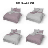 Copripiumino Singolo con Sacco e Federe Doubleface Rosa Antico/Grigio Chiaro