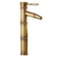 YURI | Rubinetto per bagno a cascata in bambù alto in ottone dorato | in acciaio inox per lavelli alti | Miscelatore giapponese 2 attacchi