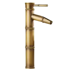 YURI | Rubinetto per bagno a cascata in bambù alto in ottone dorato | in acciaio inox per lavelli alti | Miscelatore giapponese 2 attacchi