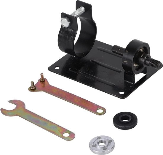 Supporto per tagliare-polire-smerigliare in posizione seduta - attrezzo DIY da precisione con 2 chiavi 10 mm.