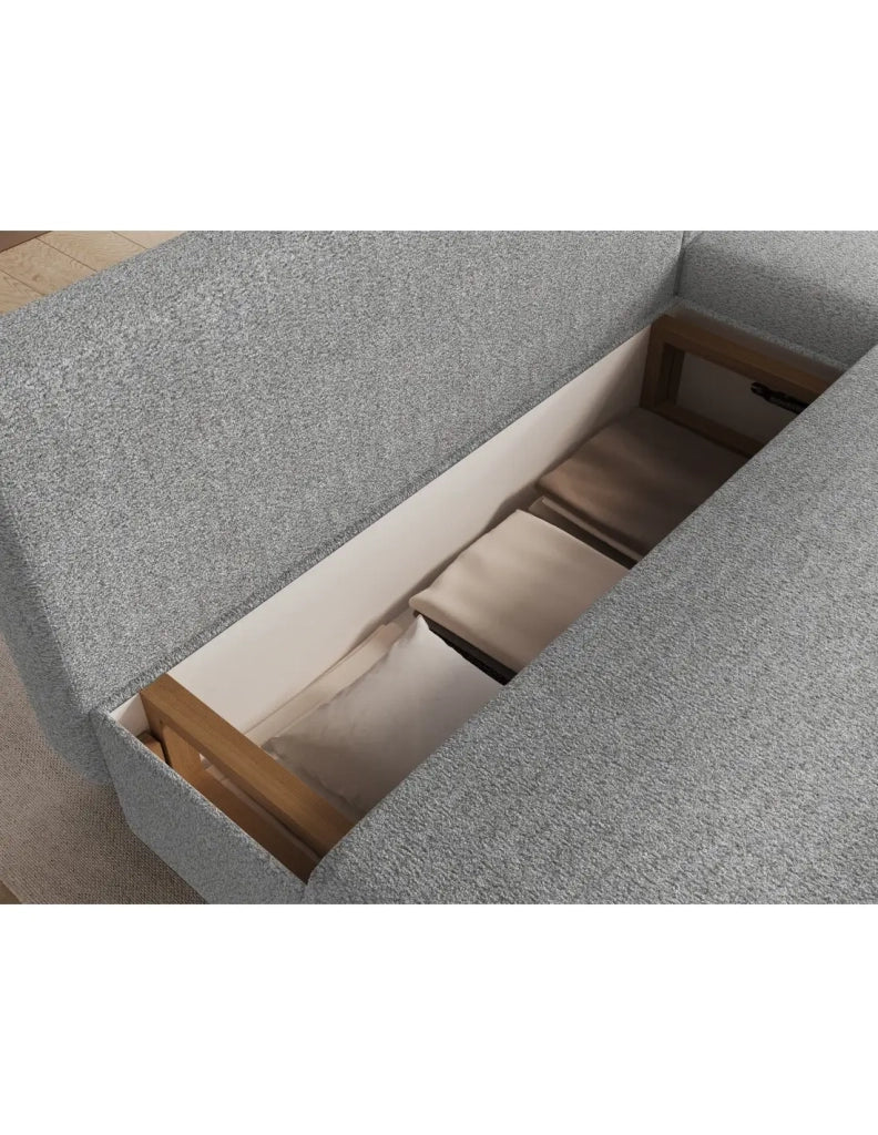 Divano ad angolo Grigio 3 posti letto aggiuntivo 206x90x146cm GINA