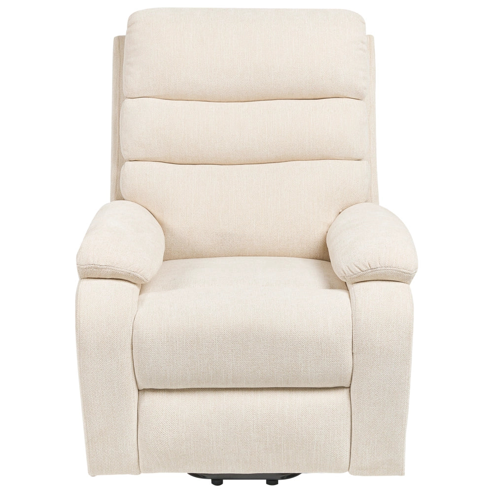 Poltrona reclinabile elettrica Poliestere beige chiaro Seduta singola imbottita con poggiapiedi Funzione di sollevamento Design moderno Relax