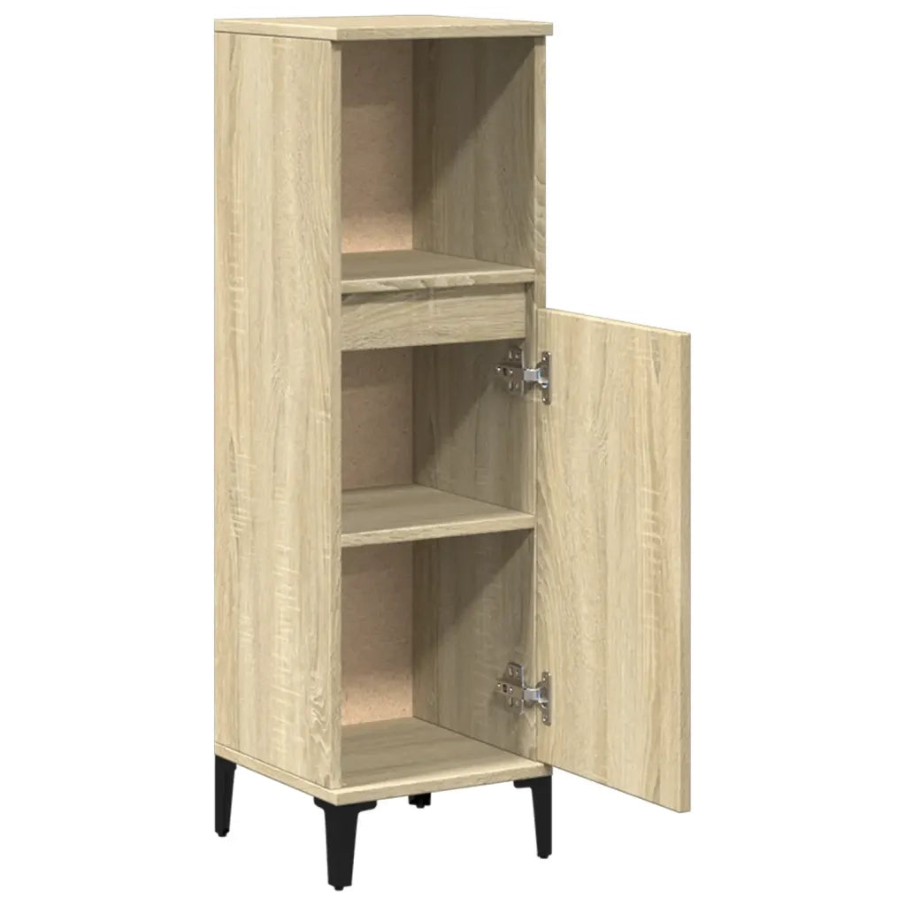 Armadietto da Bagno Rovere Sonoma 30x30x100cm Legno Multistrato 847389