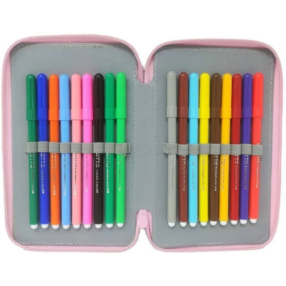 Trade Shop - Astuccio Scuola Minnie Mouse Multiscomparto 3 Zip Pennarelli Giotto 20x13x6cm -