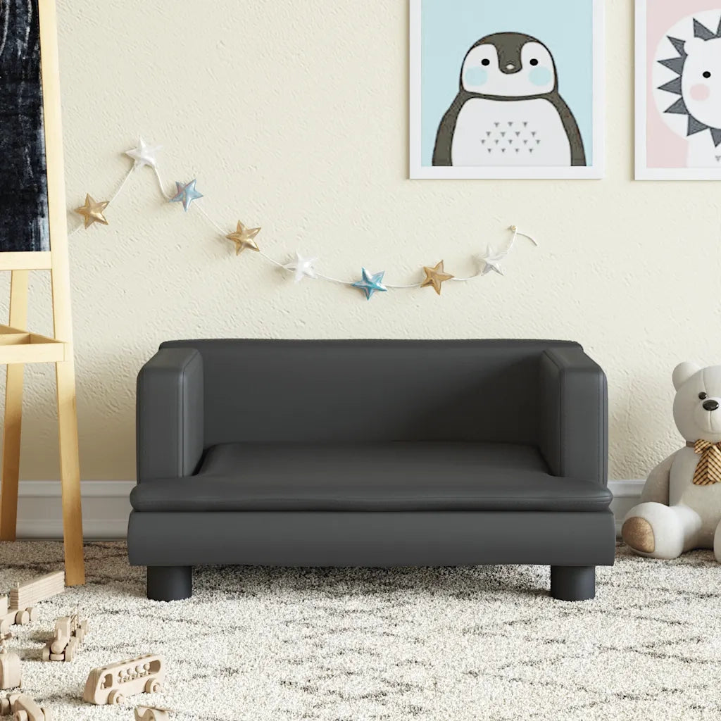 Divano per Bambini-Sofa-Divanetto Nero 60x40x30 cm in Similpelle