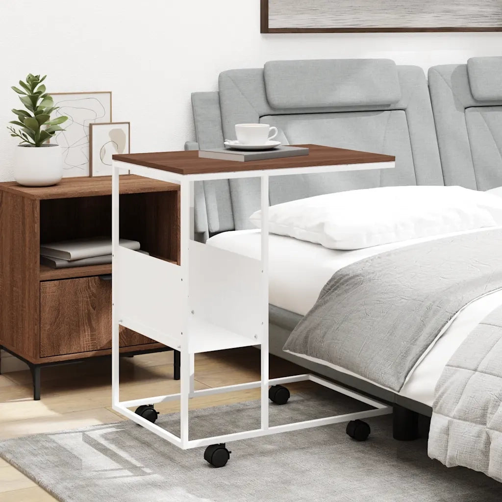 Tavolino con Ruote Bianco 55x36x63,5 cm in Legno Multistrato cod mxl 62069