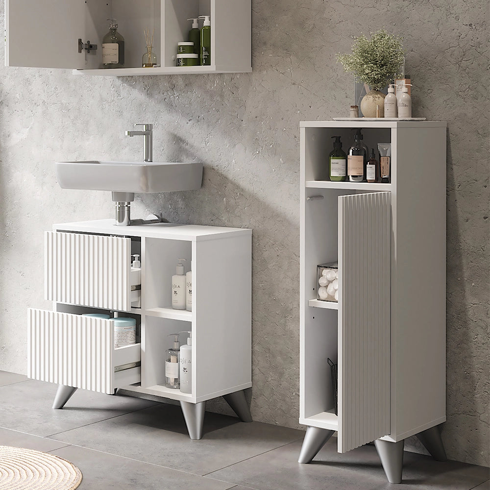 Vicco mobiletto bagno Bianco 30 x 97 cm con porta