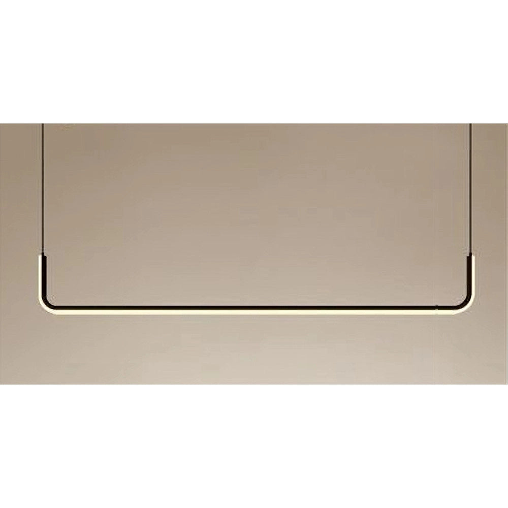 Trade Shop - Lampadario Sospensione 21w Lineare Orizzontale Minimal Moderno Nero Luce Led 50445 -