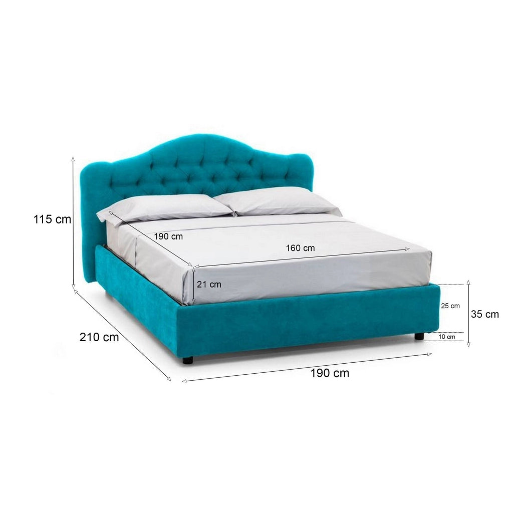 Letto Matrimoniale Allik, Letto Matrimoniale Materasso Incluso Made in Italy, Azzurro