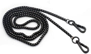 Striscia di sostegno 120 cm per borse con fermagli metallici e catena rimovibile (nero) - Striscia di sostegno sostitutiva per borsa a tracolla/portafoglio.