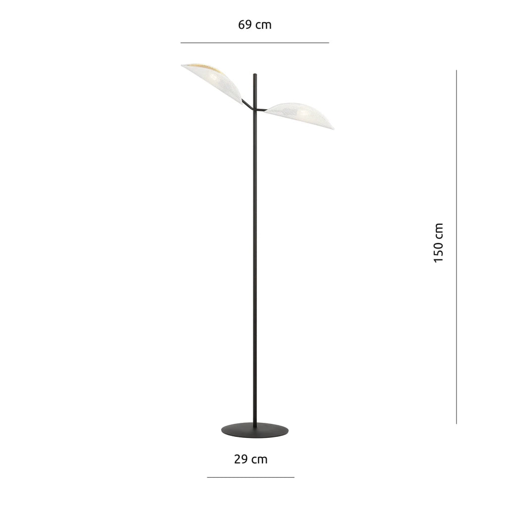 Piantana Moderno Eridano Acciaio Nero 2 Luci E14 Ip20