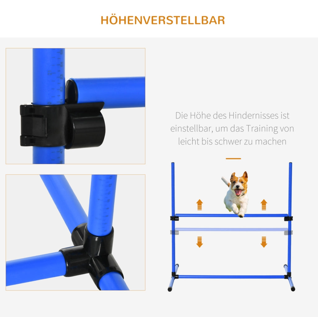 Set di allenamento agility per cani regolabile in plastica blu